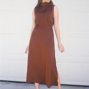 Amazon brown satin women’s midi dress